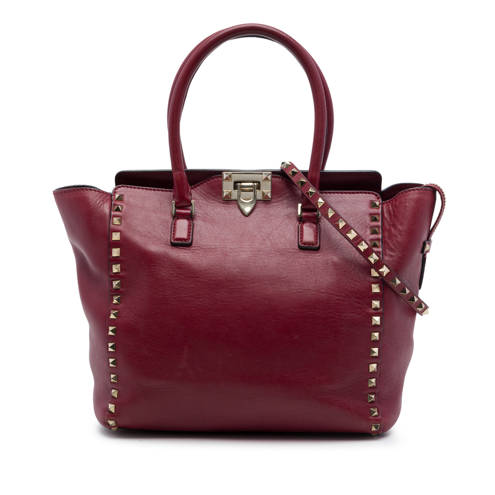 Pre-Loved Valentino Medium Leather Rockstud Double Handle Tote